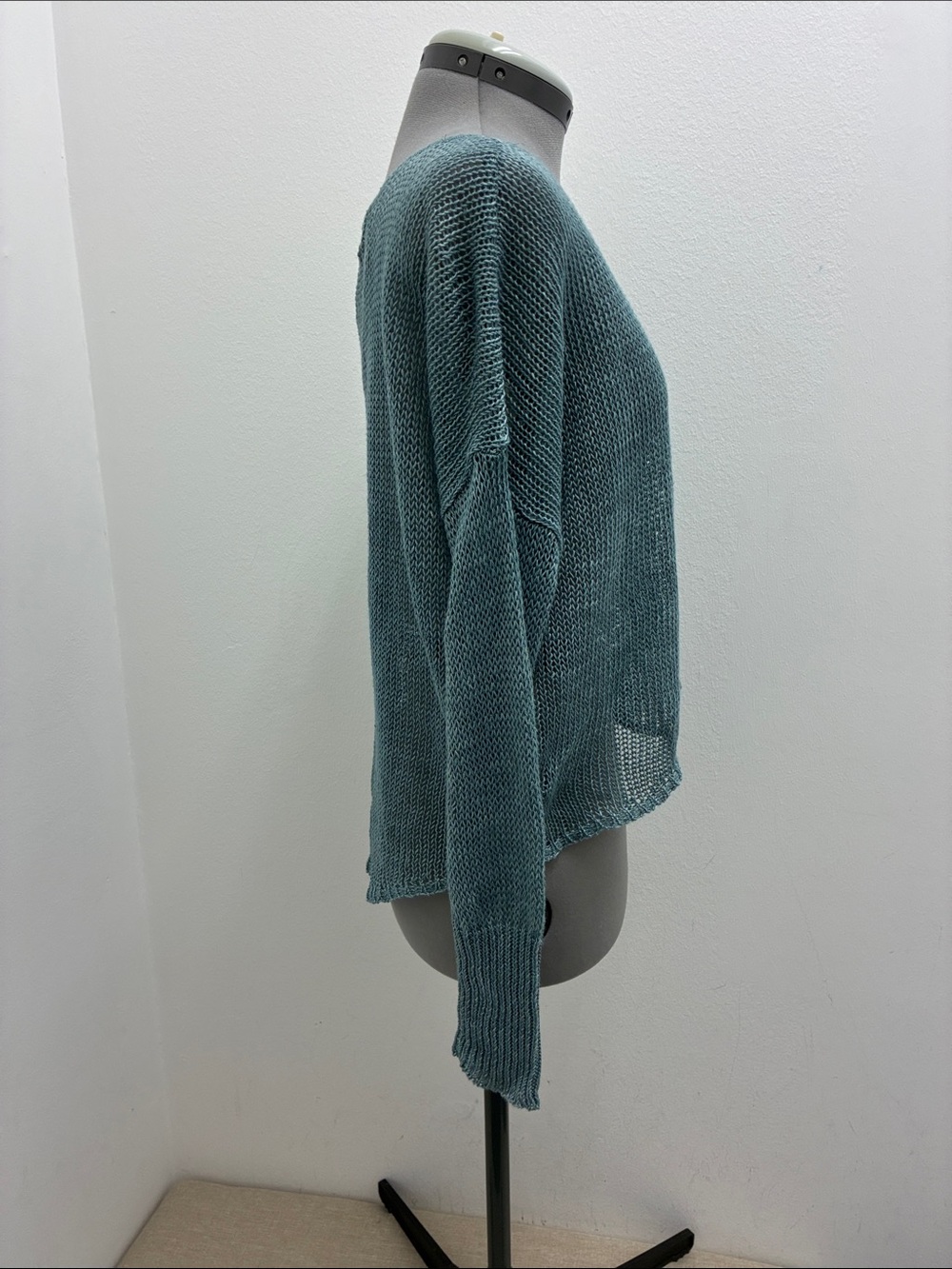 Ralph Lauren Teal Open-Weave Off-the-Shoulder Sweater - Picture 6 of 8